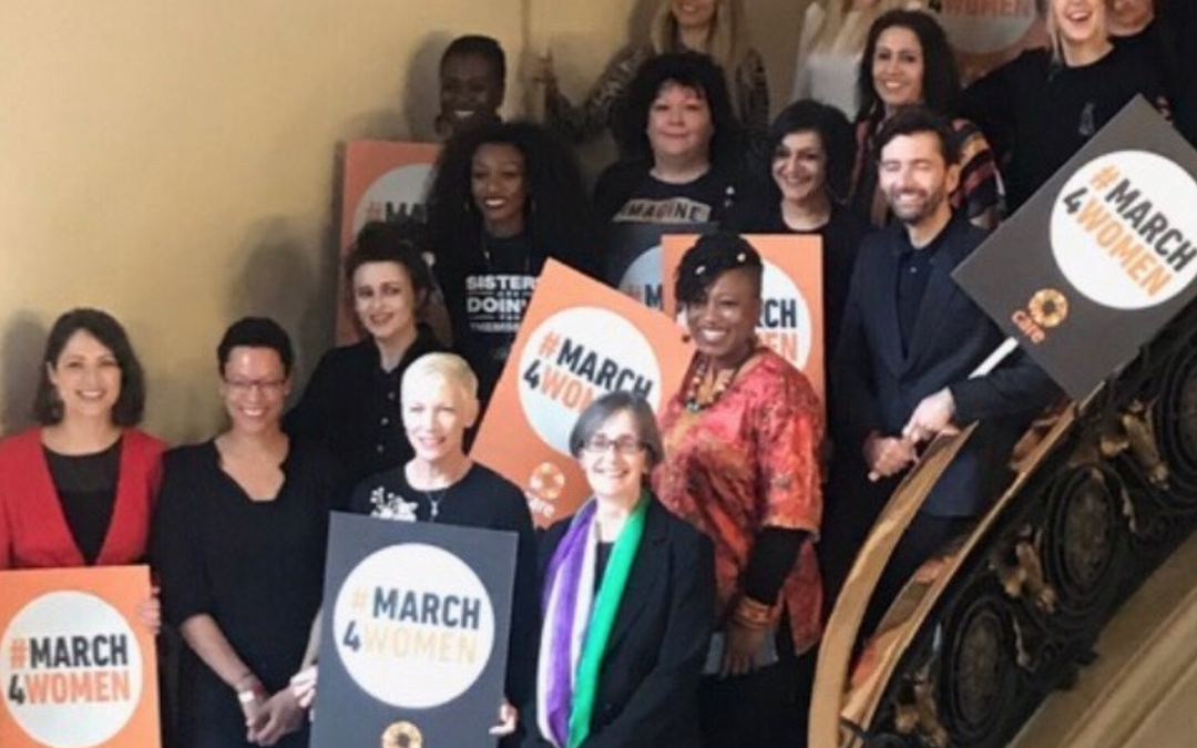 Photo opportunity on the stairs with like minded Global Feminists earlier today at the CARE MARCH4WOMEN