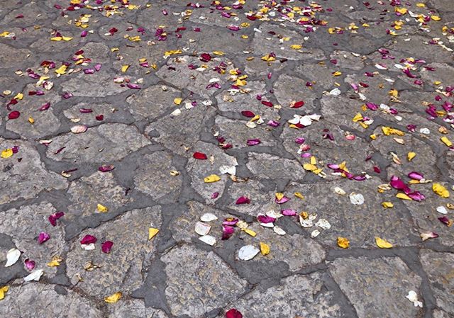 Ah!! Confetti on the pavement outside the church…