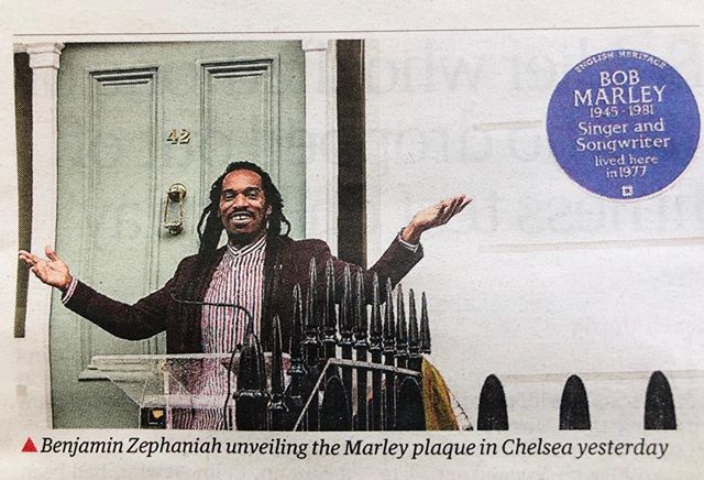 A beautiful thing took place a couple of days ago here in London. A blue plaque in honour of Bob Marley has been established on the wall of a house in Chelsea, where he once lived. Jah Rastafari!! Hail to the LION of reggae music!!! #bobmarley