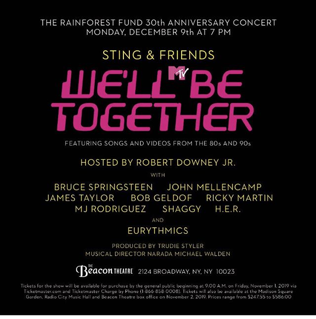 Well.. The Rainforest Fund is marking their 30th anniversary with a fundraising concert in NY City. Dave and I will perform together as the theme is based on 80’s MTV .. Good Lord.. where did THAT go??!!!