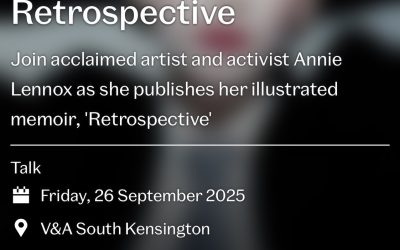 Annie Lennox in conversation with Deborah Frances-White of The Guilty Feminist at the V&A, London.